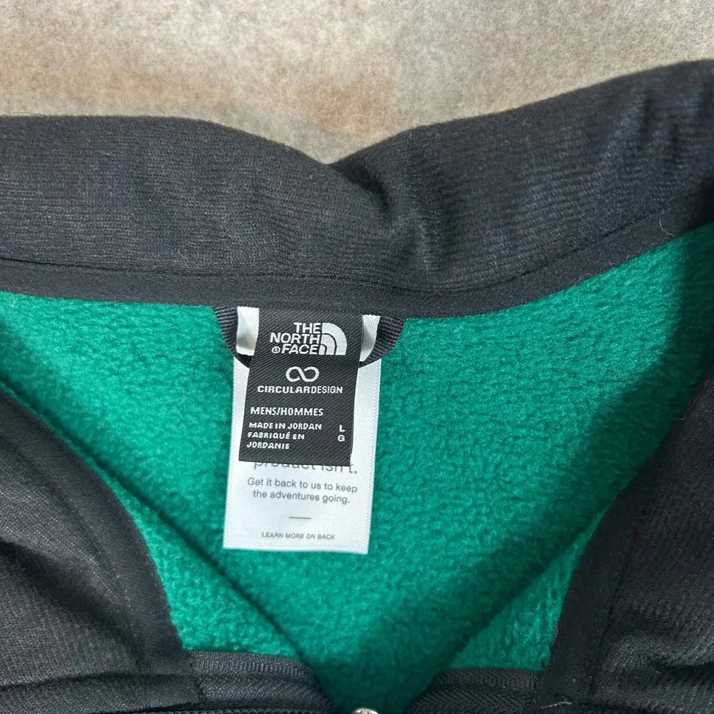 The‎ North Face Fleece Pullover Mens L Green Black Quarter Zip G23-001